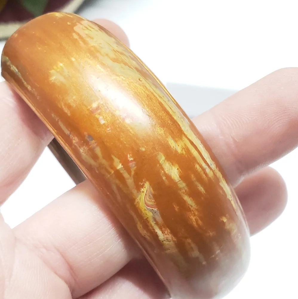 Hand Painted MRS Bronze Distressed Bangle Bracelet Vintage Style